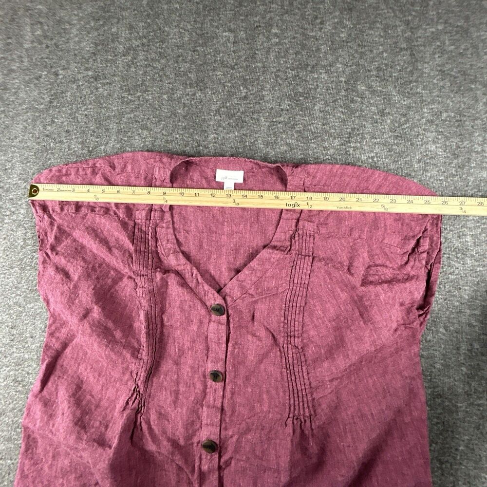 J. Jill 100% Love Linen Cap Sleeve Dress Size XL Maroon Pin-tucked Shirtdress - Picture 6 of 9
